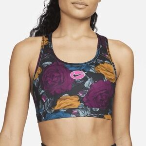 Women's Nike Swoosh Floral Strappy Sports Bra with Mesh Back Size Medium